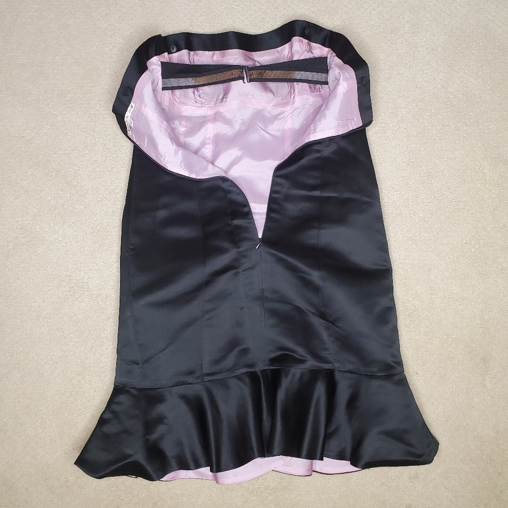 Nanette Lepore Black Satin Strapless Ruffle Mini Dress Size 0 - Picture 6 of 8